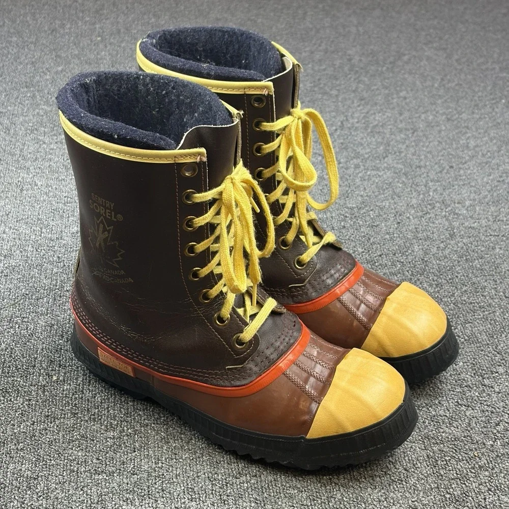 Vtg Sorel Sentry Insulated Steel Toe Work Boots Mens Sz 8 Made in Canada Winter